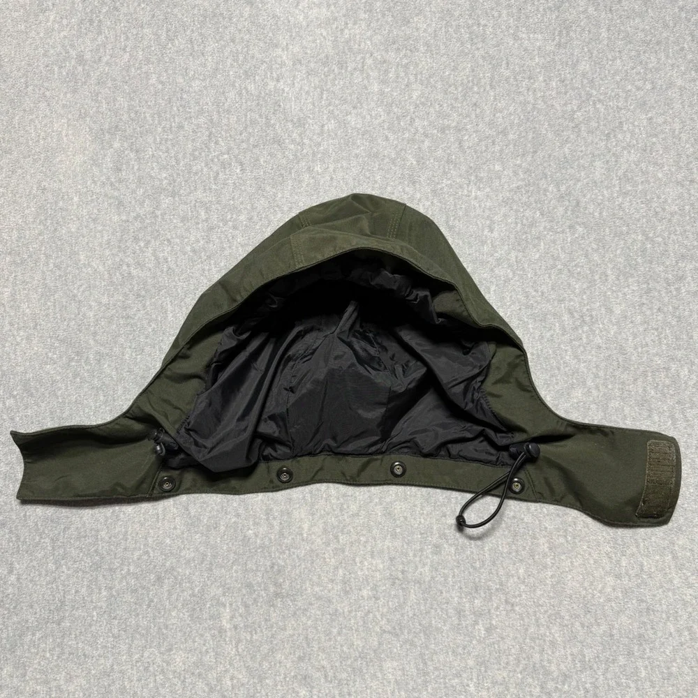 Carhartt Detachable Snap On Work Jacket Hood Olive Green Canvas Adjustable 1023